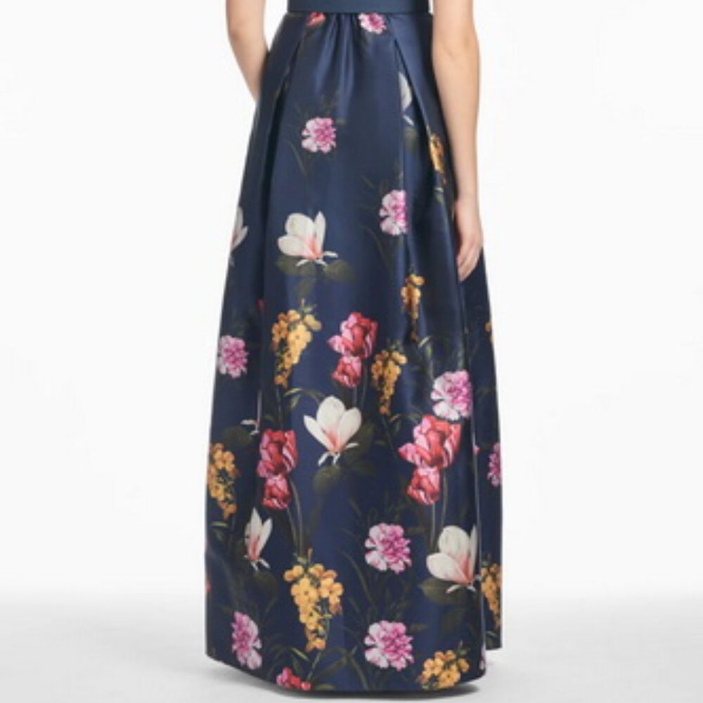 Sachin & Babi Midnight Garden Blue Marta Floral Print Satin Gown - Picture 6 of 6